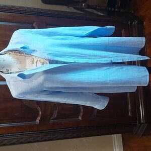 Tahari Linen Light Blue Tunic Sz 1X